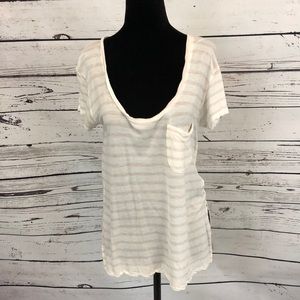 Madewell pink and cream stripe tee size S